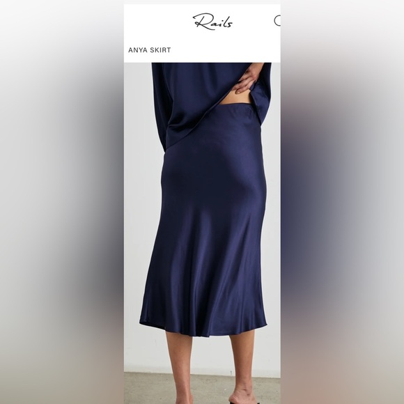 Rails high-waisted pullover midi-length skirt elastic waistband navy blue XXS - Picture 2 of 10